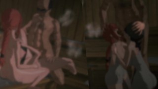 Kobeni 和 Makima 与丑陋的混蛋发生热气腾腾的性爱 - 电锯人：温泉之旅 - EP 4