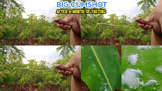 印度尼西亚鸡巴 - 禁食一个月后的户外手淫和大射精
