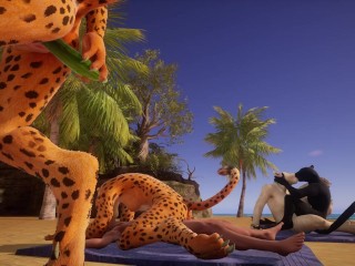 Lucky 家伙在激烈的野生动物性爱中进入了海滩上性感毛茸茸的女孩的狂欢