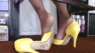 Sheer Nylon Nude Pantyhose Reinforced Toes High Heels Shoe Play