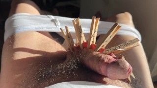 生殖器上的衣夹，过早射精