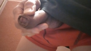 一个同性恋双胞胎的阴茎在家里撒尿的特写镜头，穿着不同的内衣