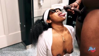 Throating My Tennis Instructor's Thick Cock In The Club Bathroom!